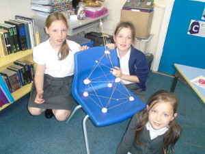 We used marshmallows and spaghetti to build towers. We worked in mixed year groups so that we learnt to work as a team.